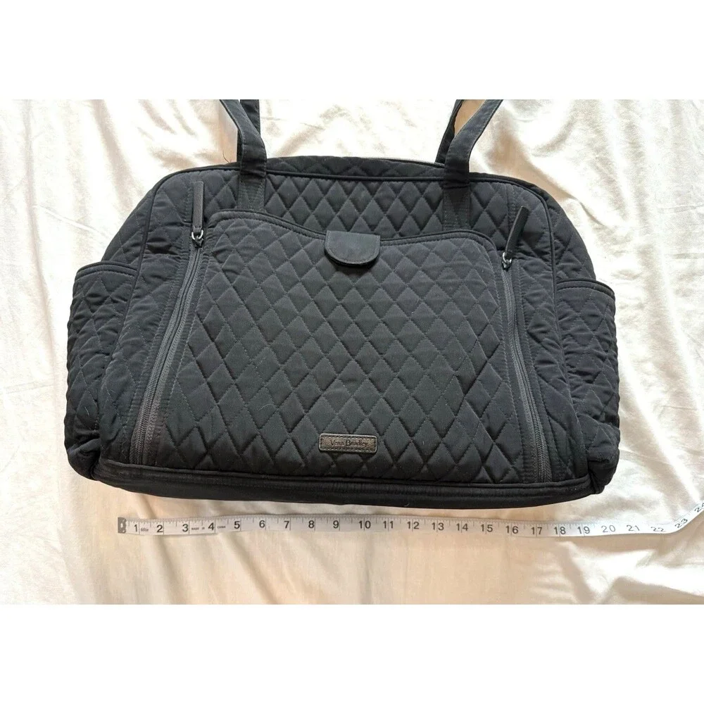 Vera Bradley Black Stroll Around Baby Diaper Bag Purse & Changing Pad